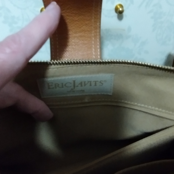 Eric Javits Squishee Raffia Straw & Camel tote - Picture 5 of 7